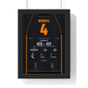 Lando Norris 2025 Abu Dhabi Grand Prix World Champion Poster - 4 Race Suit Print framed in a black frame, ready to hang