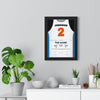 Larry Johnson 1999 Four-Point Play Poster - New York Knicks 2 East Finals Game 3 Jersey Print framed on a living room wall