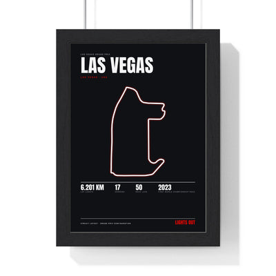 Las Vegas Circuit print framed in a black frame, ready to hang