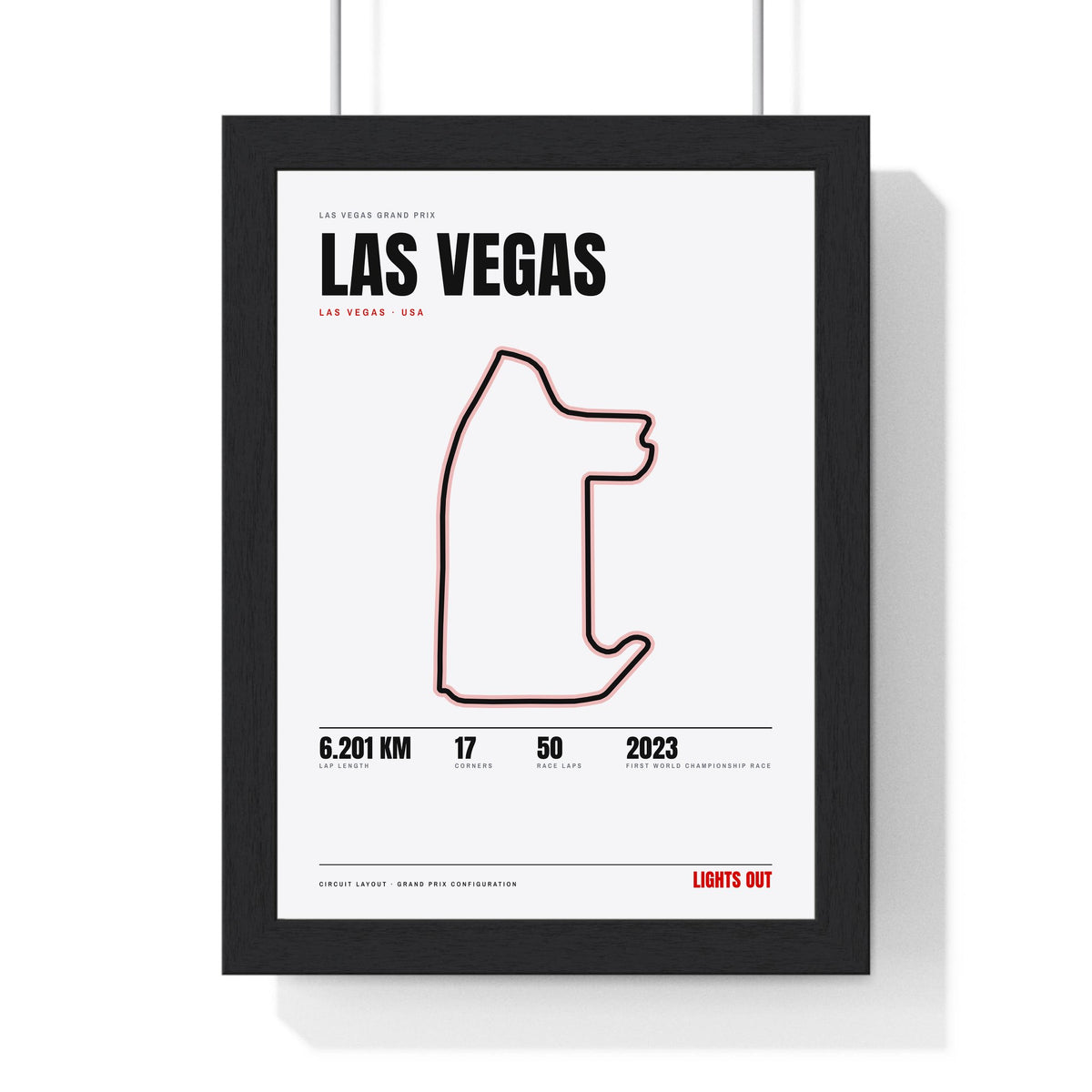 Las Vegas Circuit print White framed in a black frame, ready to hang
