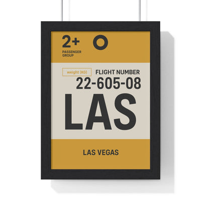 Framed Las Vegas LAS boarding pass travel poster