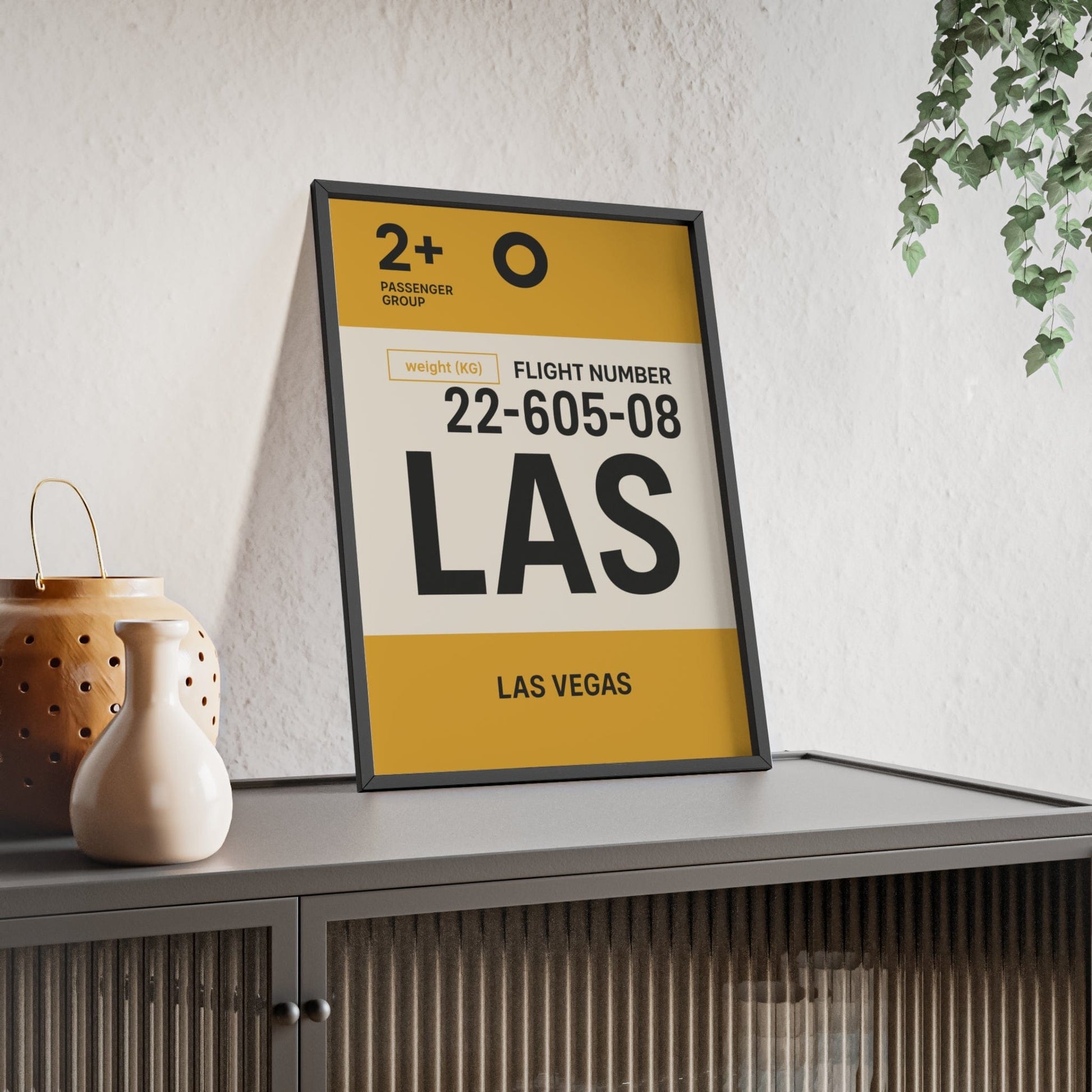 Framed Las Vegas LAS boarding pass travel poster