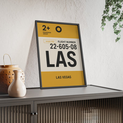 Framed Las Vegas LAS boarding pass travel poster