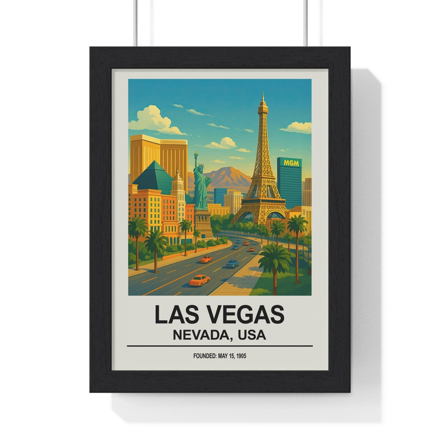 Framed Las Vegas travel poster