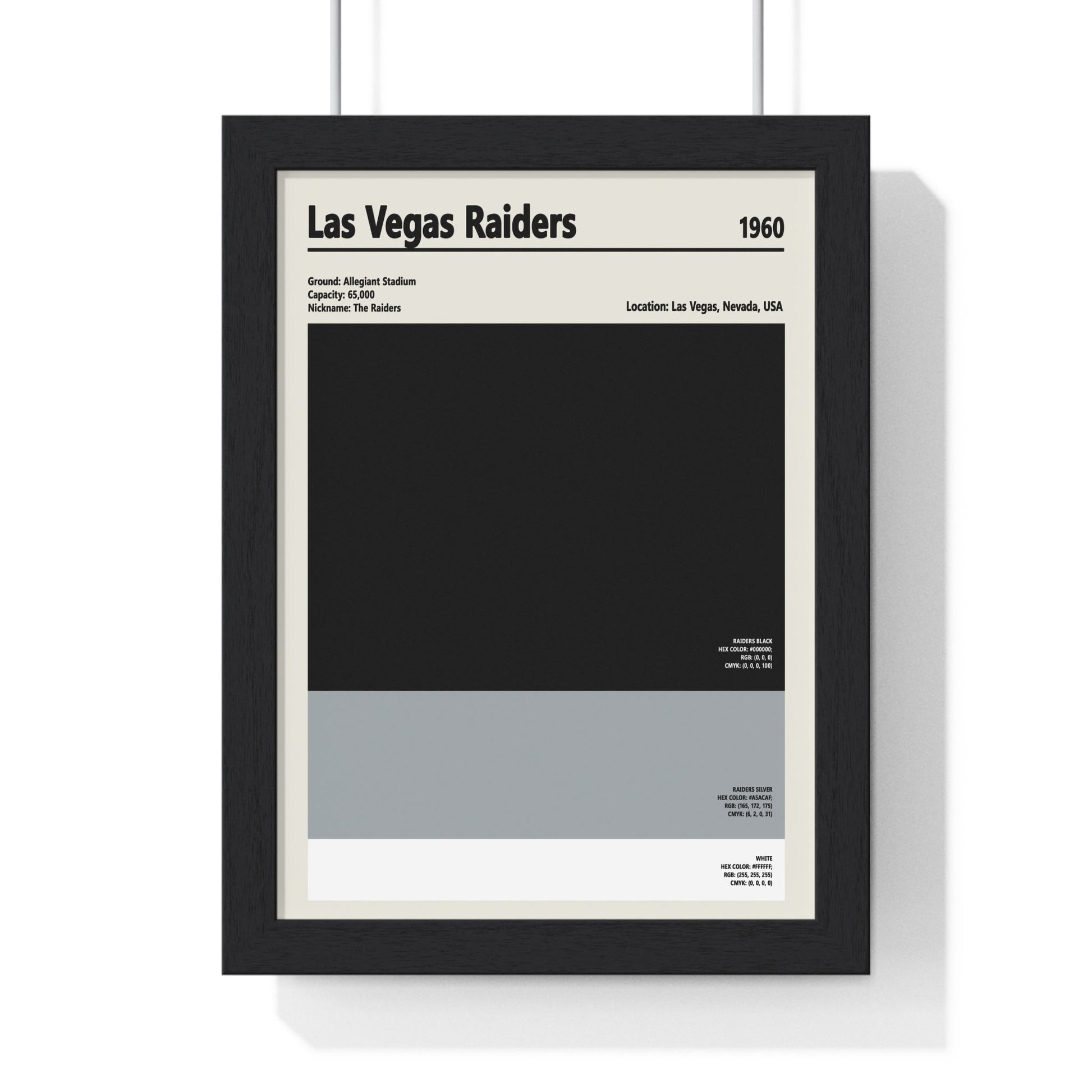 Framed Las Vegas Raiders colour swatch print