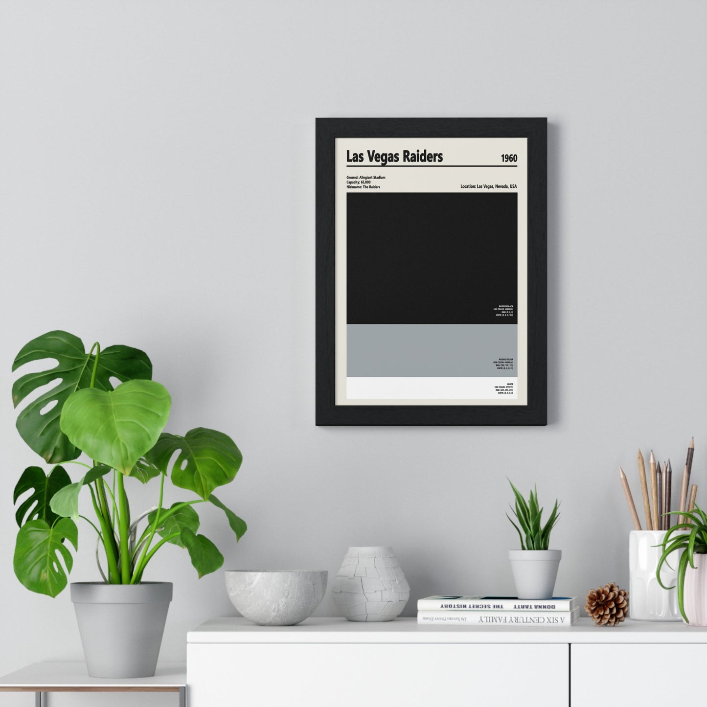 Framed Las Vegas Raiders colour swatch print