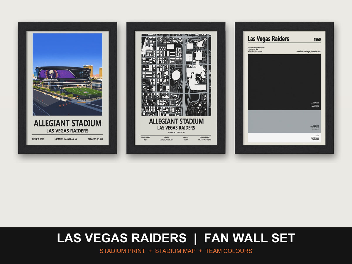 Las Vegas Raiders Fan Wall Set | Allegiant Stadium Print, Stadium Map & Team Colours