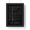 Las Vegas street map poster in black, minimal city map print framed in a black frame