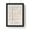 Las Vegas street map poster in cream, minimal city map print framed in a black frame