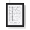 Las Vegas street map poster in white, minimal city map print framed in a black frame