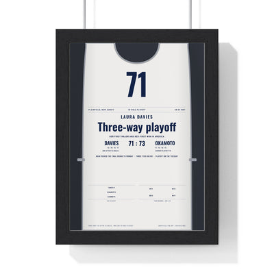 Laura Davies 1987 Golf Poster - Plainfield Playoff First Major Print framed in a black frame, ready to hang