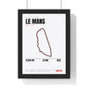 Le Mans Circuit print White framed in a black frame, ready to hang