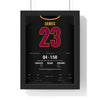 LeBron James 2016 NBA Finals Game 7 Block Poster - Cleveland Cavaliers 23 Jersey Print framed in a black frame, ready to hang