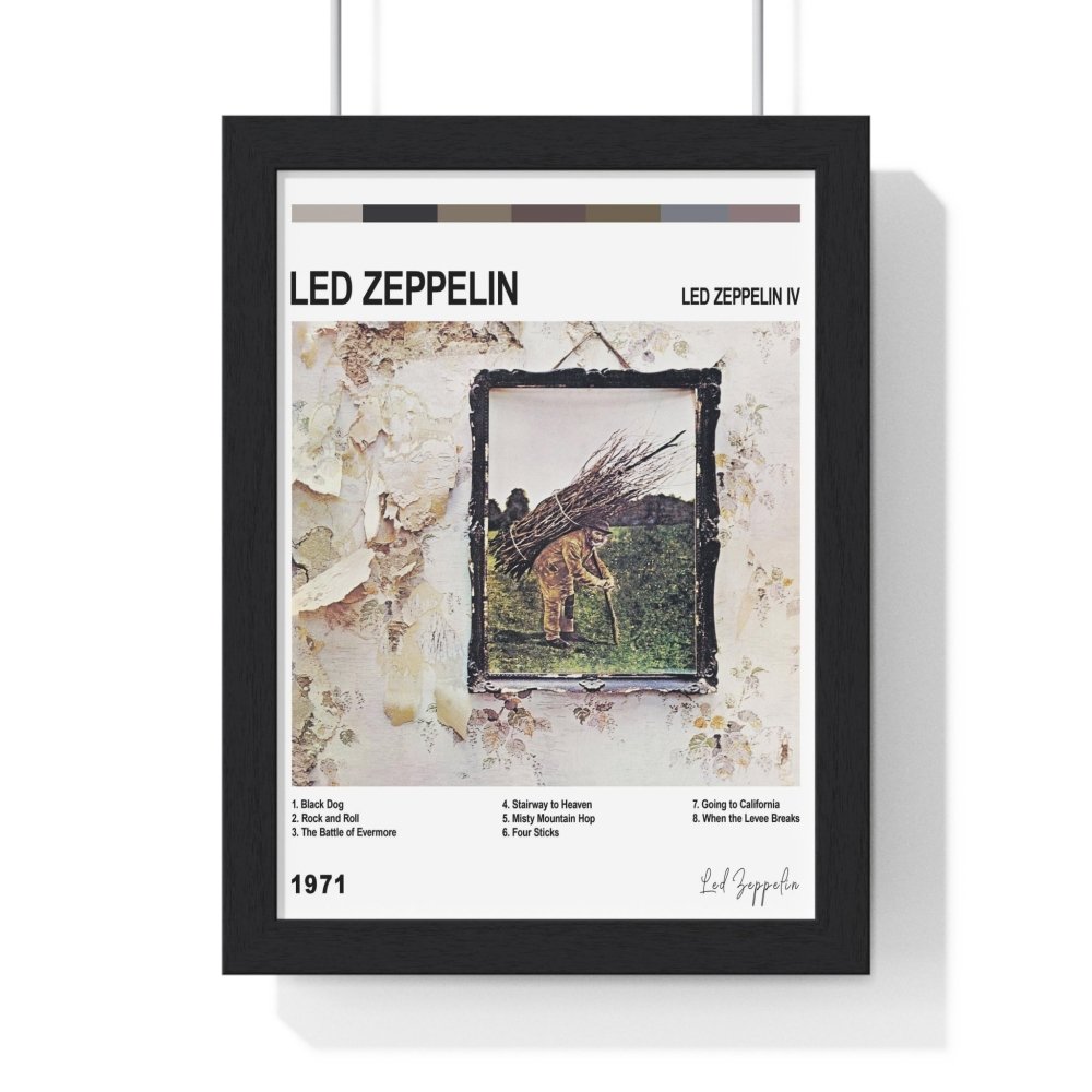 Led Zeppelin Album Poster - Poster Kingz - A5 (unframed) - Led Zeppelin lV - White - album_poster