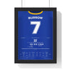 Leeds Rhinos Grand Final 2011 Poster - Rob Burrow 7 Try Old Trafford Rugby League Print framed in a black frame, ready to hang