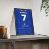 Leeds Rhinos Grand Final 2011 Poster - Rob Burrow 7 Try Old Trafford Rugby League Print framed and leaning on a sideboard
