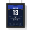Leeds Rhinos Grand Final 2015 Poster - Kevin Sinfield 13 Treble Old Trafford Rugby League Print framed in a black frame, ready to hang