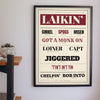 Leeds Sayings Print framed on a wall