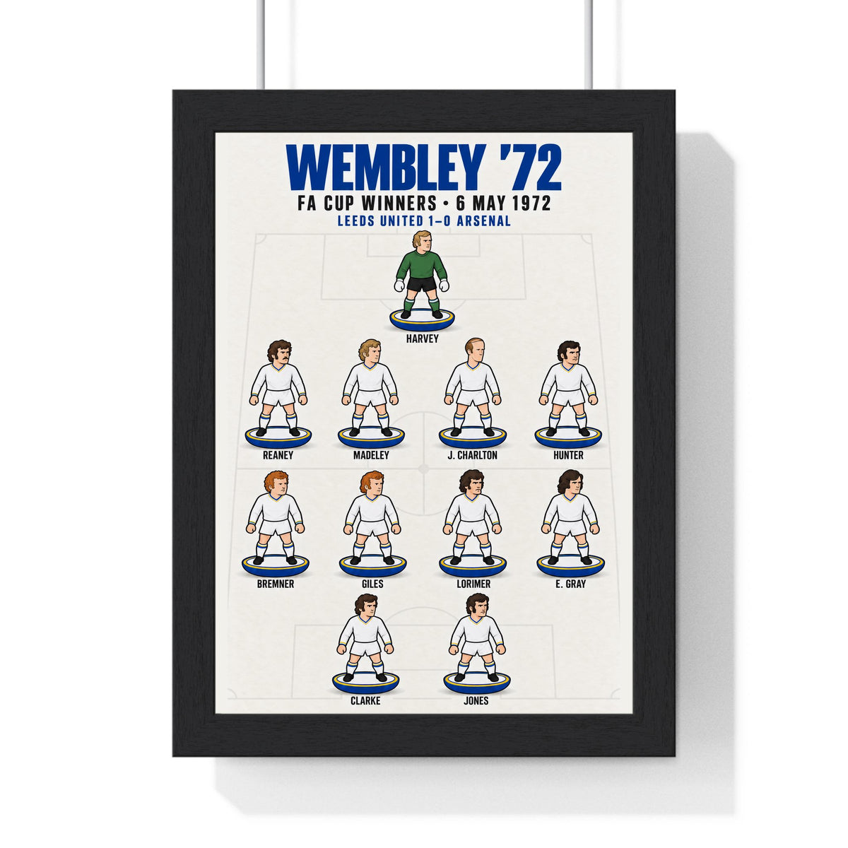 Leeds United Wembley 1972 XI print in a black frame