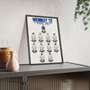Leeds United Wembley 1972 XI framed print leaning on a sideboard