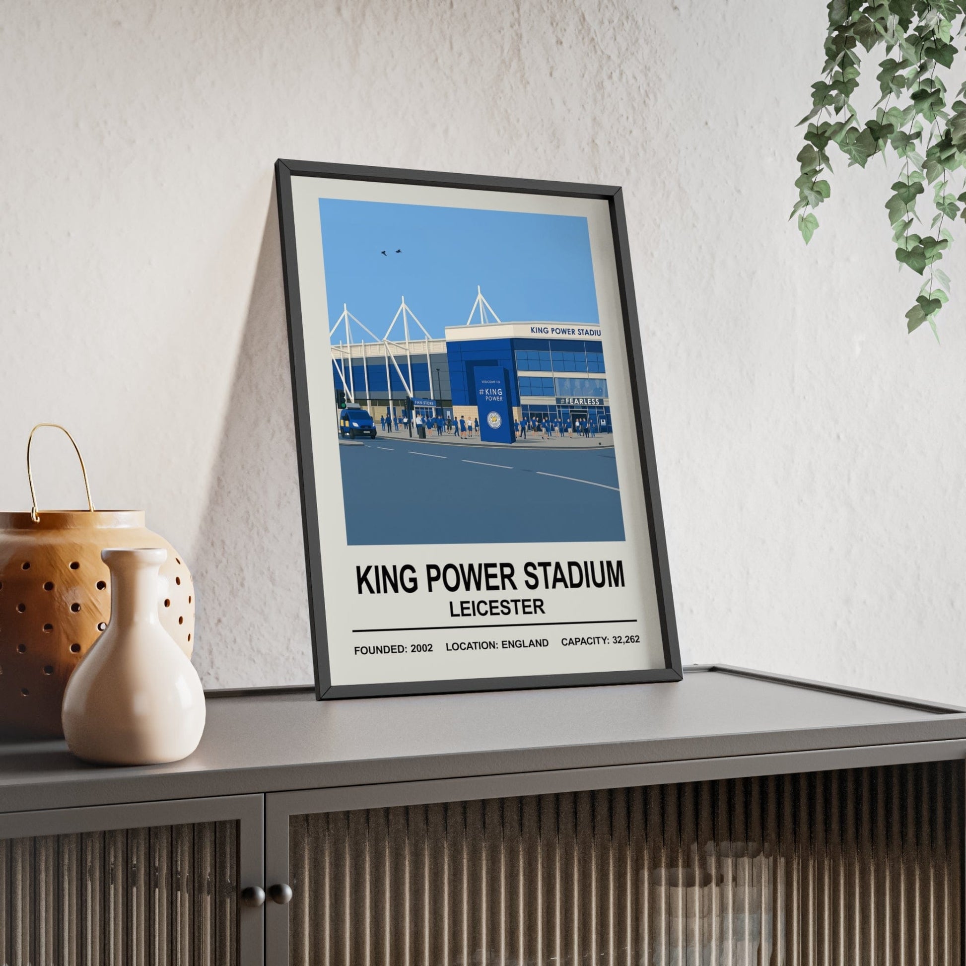 Framed Leicester King Power Stadium poster