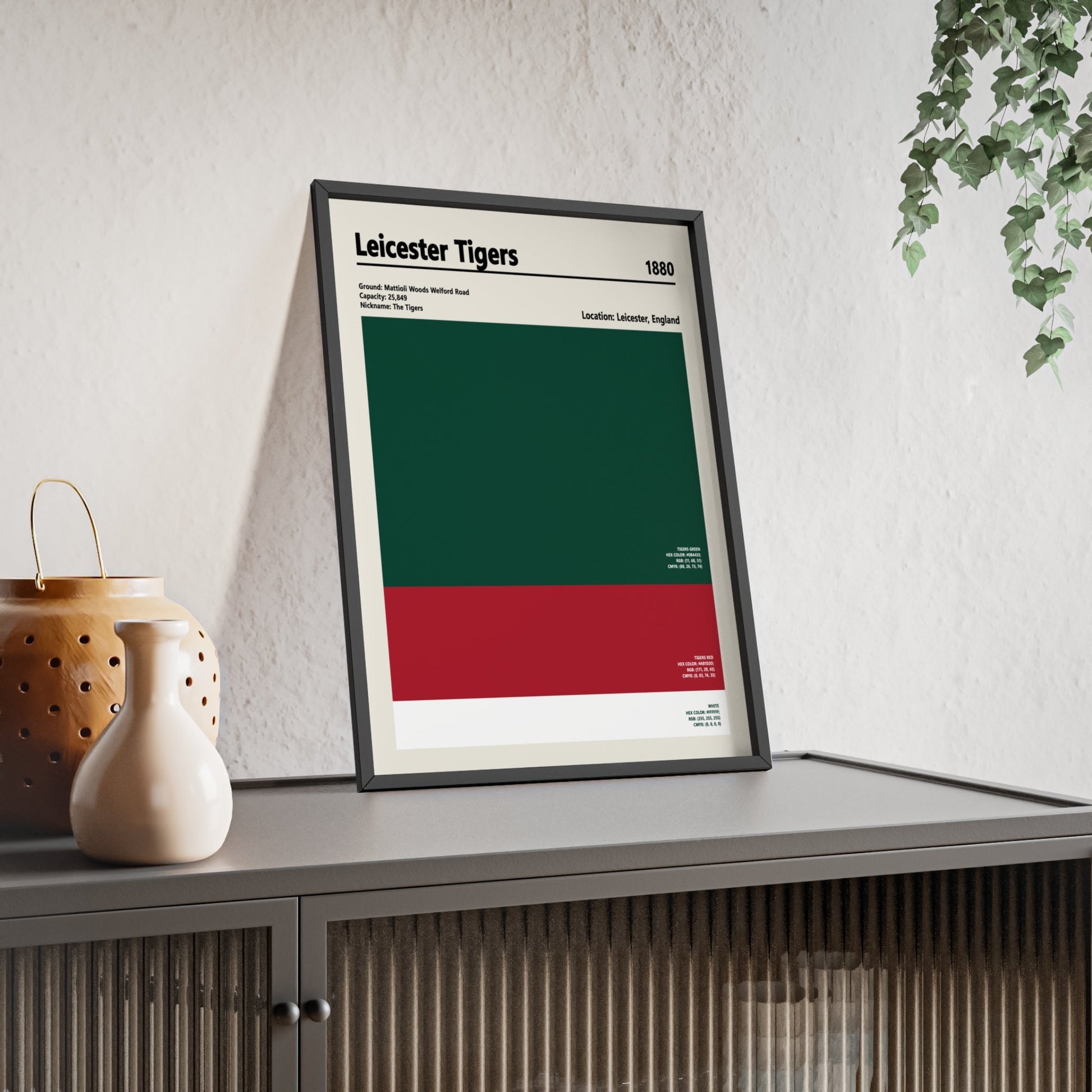 Framed Leicester Tigers colour swatch print