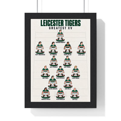 Leicester Tigers Greatest XV print in a black frame