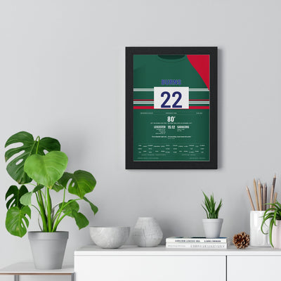 Leicester Tigers Premiership Final 2022 Poster - Freddie Burns 22 Drop Goal Twickenham Print framed on a living room wall