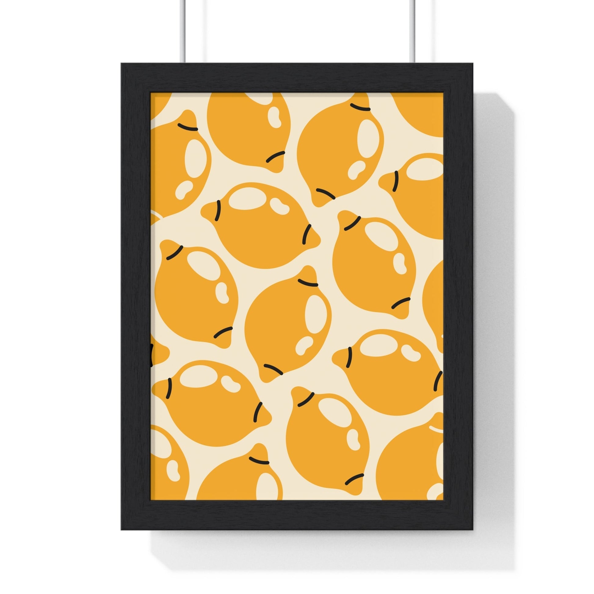 Framed Lemon Pattern Kitchen Print - Citrus Food Decor print
