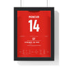 Leyton Orient League Two Champions 2023 Poster - George Moncur 14 Shirt Print framed in a black frame, ready to hang