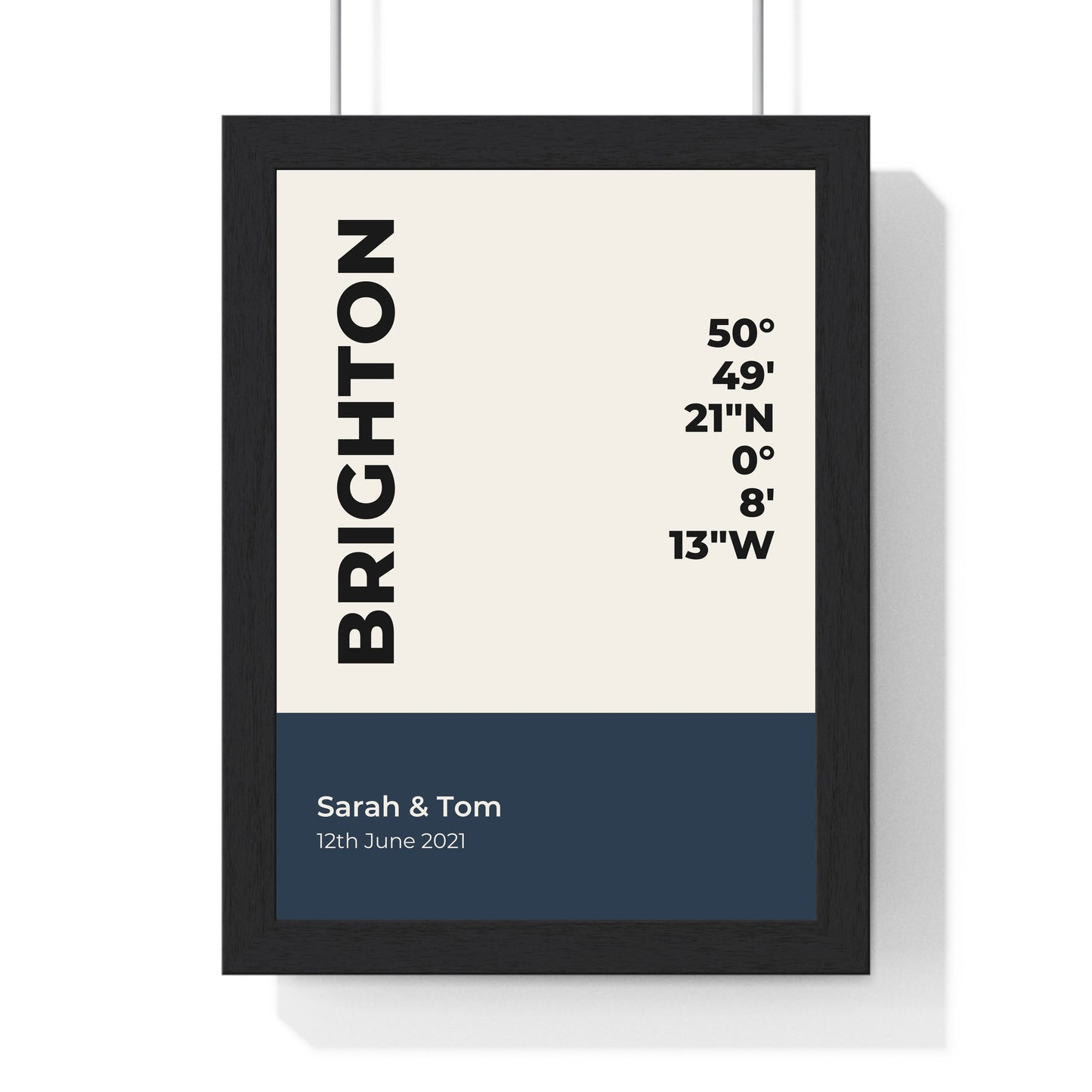 Custom latitude longitude location print with names and date