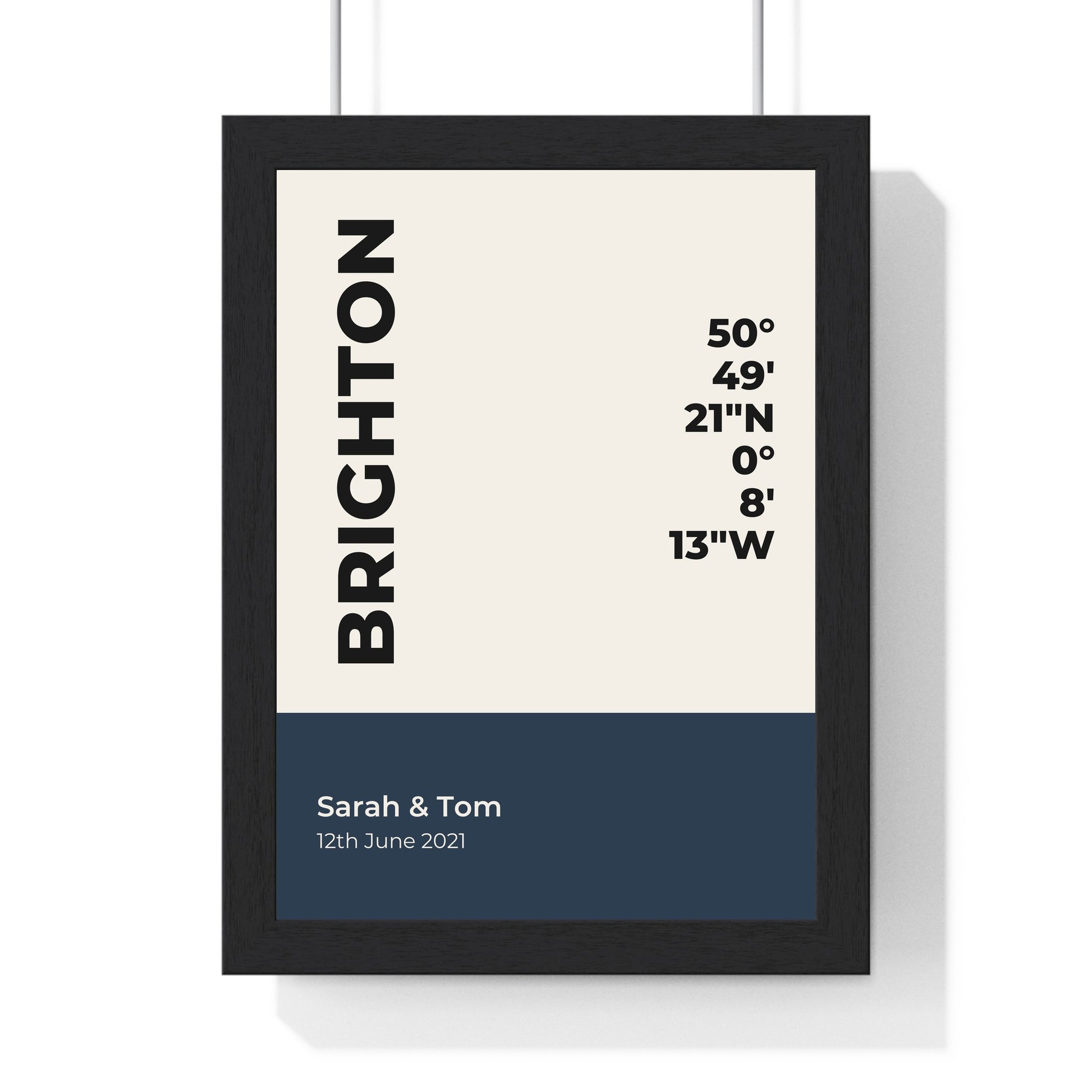 Custom latitude longitude location print with names and date
