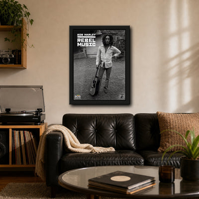 Bob Marley Rebel Music Framed or Unframed 30x40cm Music Poster - Bob Marley wall art lifestyle wall mockup