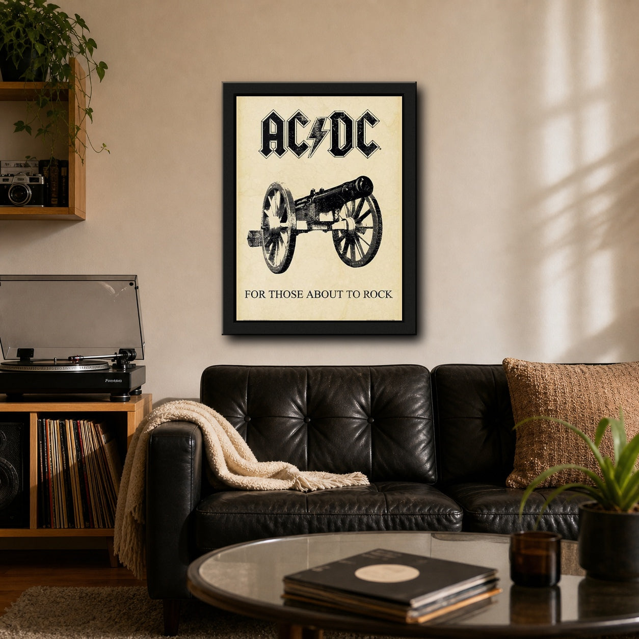 AC/DC For Those About To Rock Framed or Unframed 30x40cm Music Poster - AC/DC wall art lifestyle wall mockup