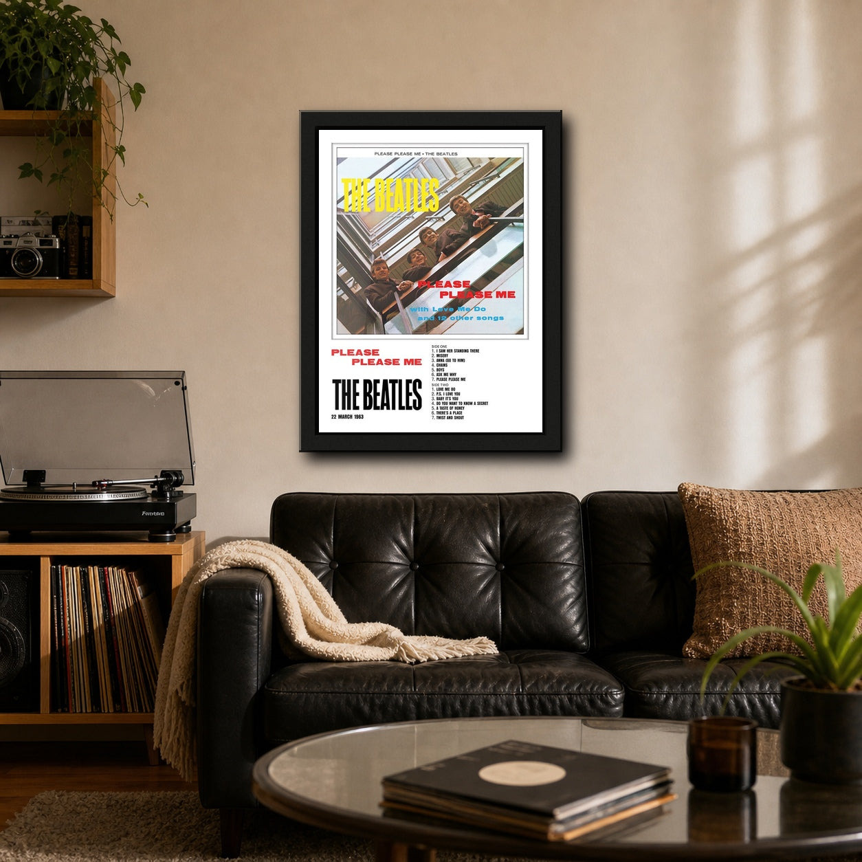 The Beatles Please Please Me Collector Print Framed or Unframed 30x40cm Music Poster - The Beatles wall art lifestyle wall mockup