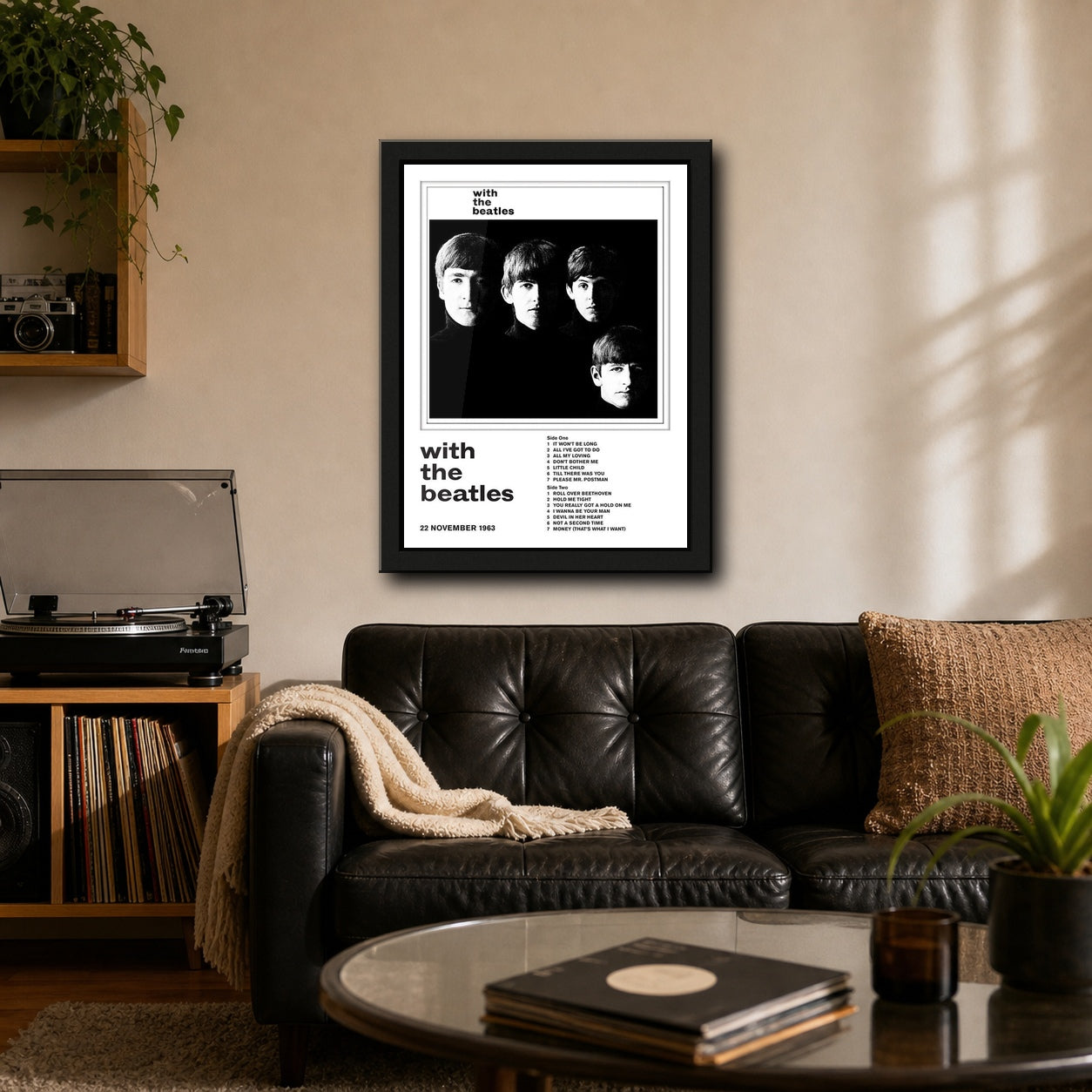 The Beatles With The Beatles Collector Print Framed or Unframed 30x40cm Music Poster - The Beatles wall art lifestyle wall mockup