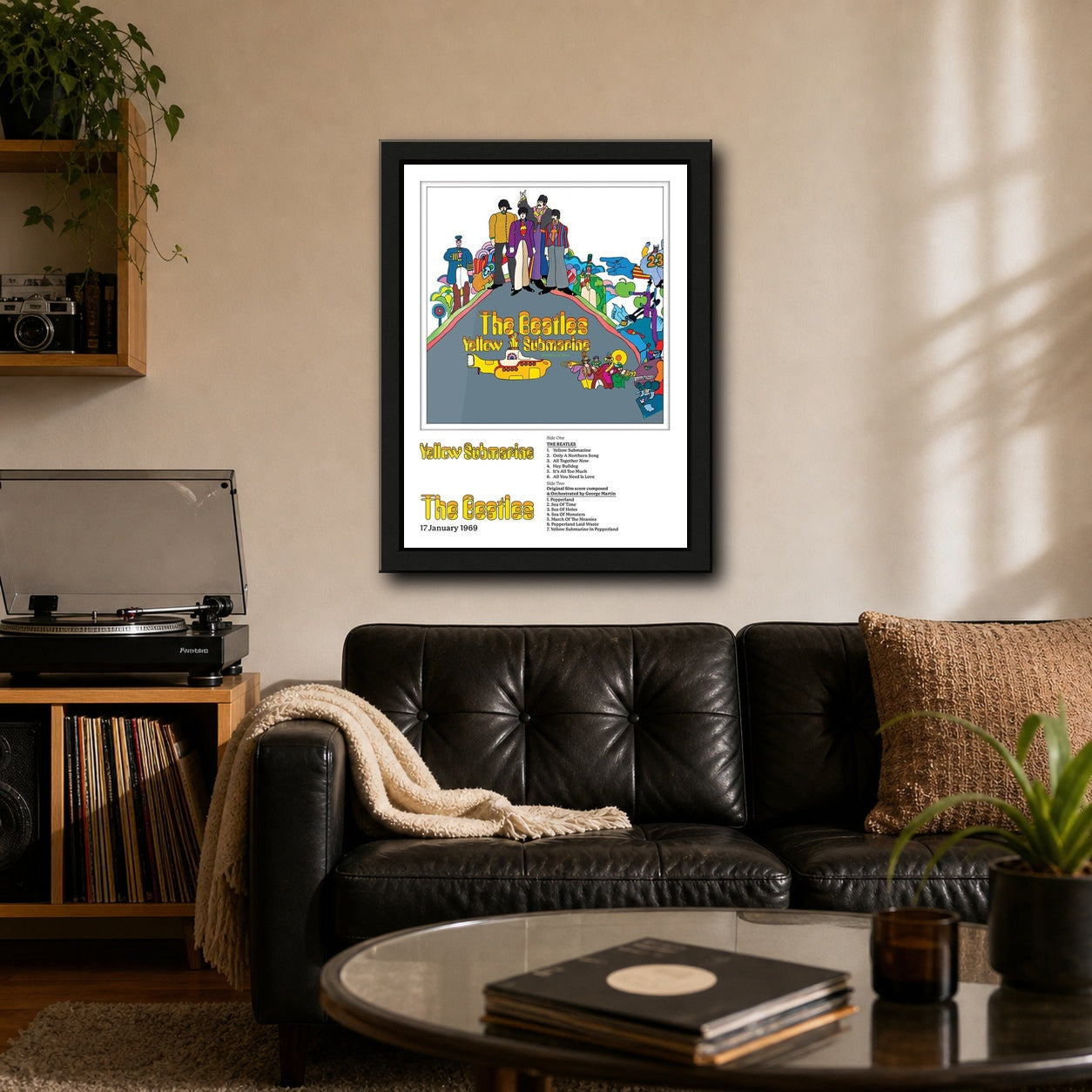 The Beatles Yellow Submarine Collector Print Framed or Unframed 30x40cm Music Poster - The Beatles wall art lifestyle wall mockup