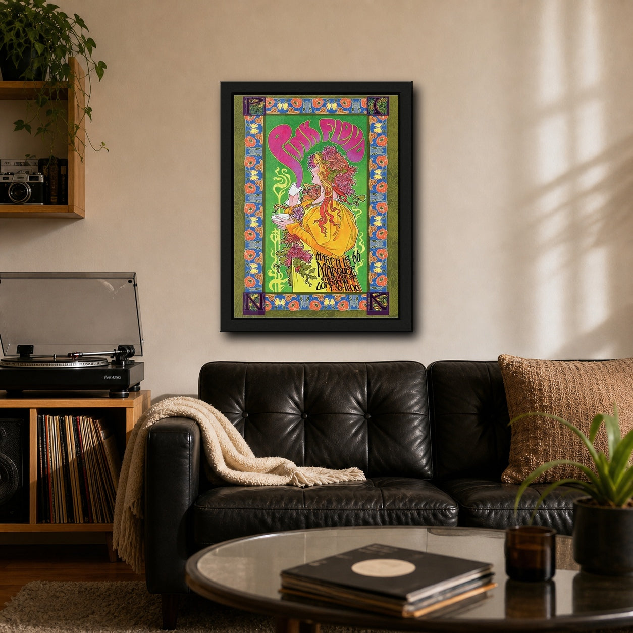 Pink Floyd '66 Framed or Unframed 30x40cm Music Poster - Pink Floyd wall art lifestyle wall mockup