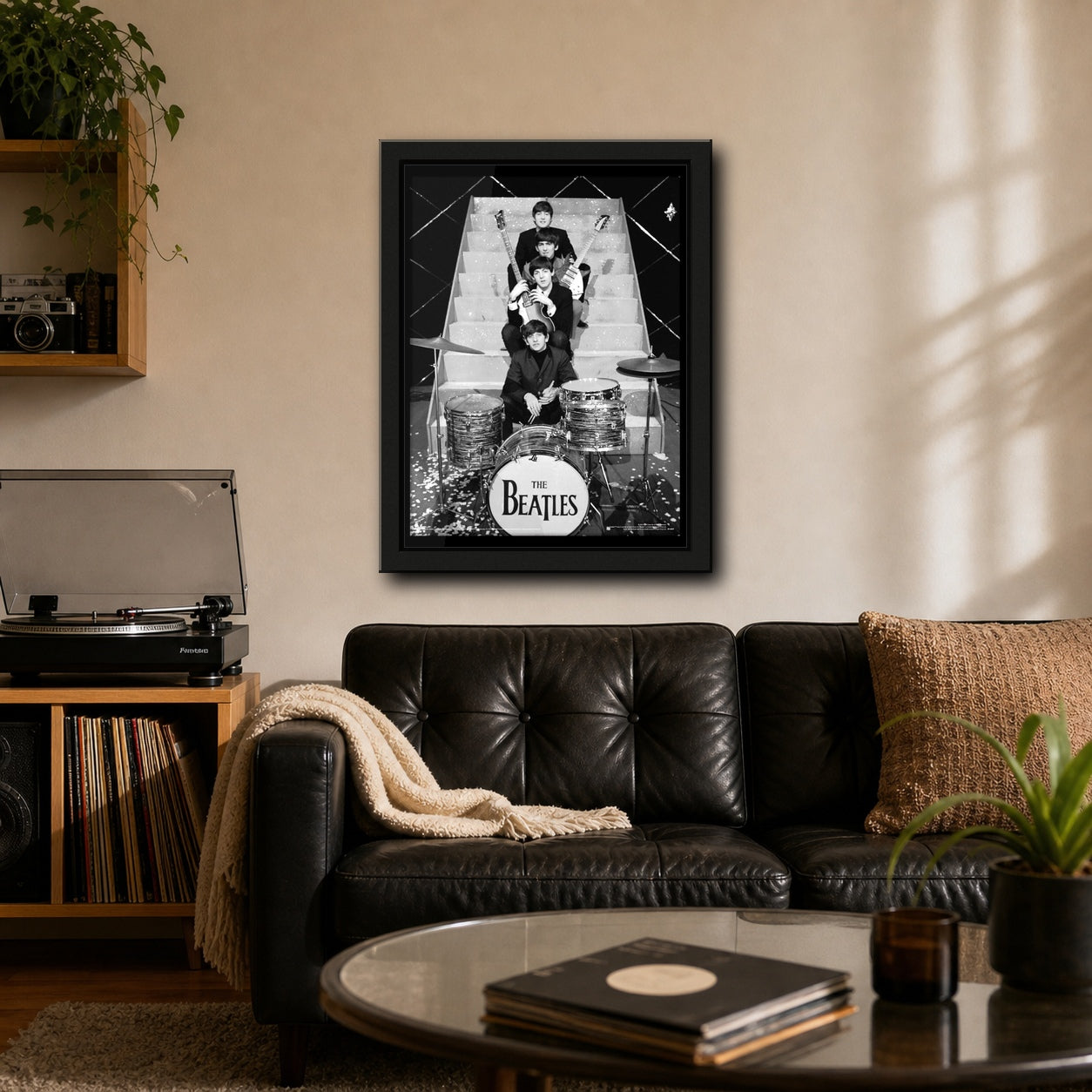 The Beatles Photoshoot Framed or Unframed 30x40cm Music Poster - The Beatles wall art lifestyle wall mockup
