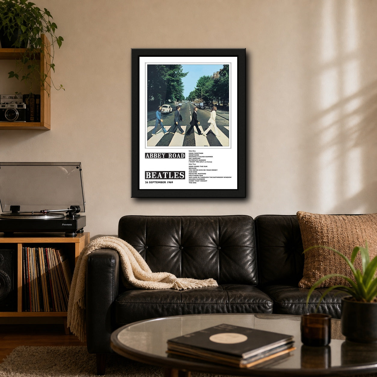 The Beatles Abbey Road Collector Print Framed or Unframed 30x40cm Music Poster - The Beatles wall art lifestyle wall mockup