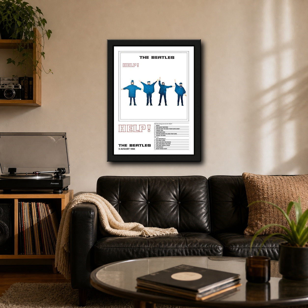 The Beatles Help! Collector Print Framed or Unframed 30x40cm Music Poster - The Beatles wall art lifestyle wall mockup