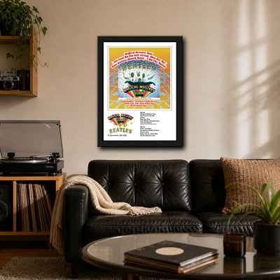 The Beatles Magical Mystery Tour Collector Print Framed or Unframed 30x40cm Music Poster - The Beatles wall art lifestyle wall mockup