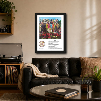 The Beatles Sgt. Pepper Collector Print Framed or Unframed 30x40cm Music Poster - The Beatles wall art lifestyle wall mockup