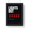 Lights Out Racing print framed in a black frame, ready to hang