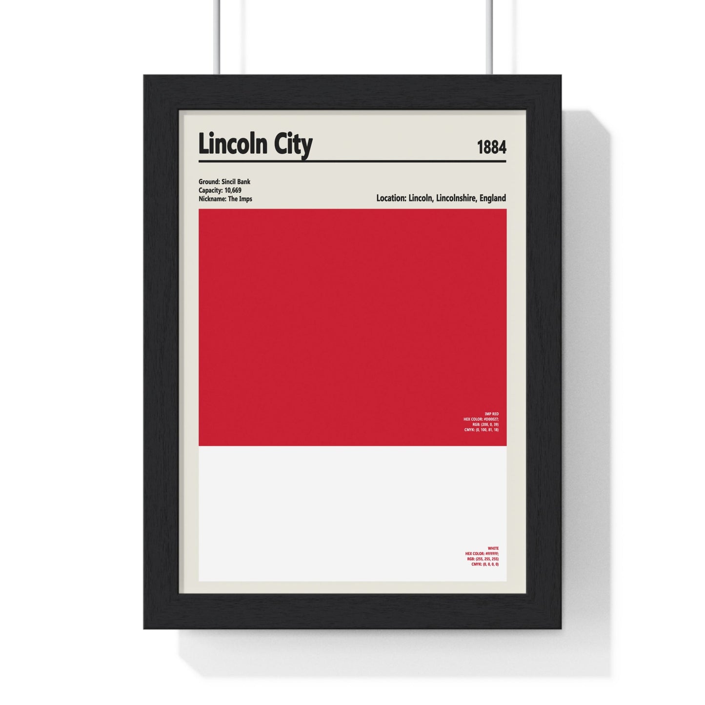Framed Lincoln City colour swatch print