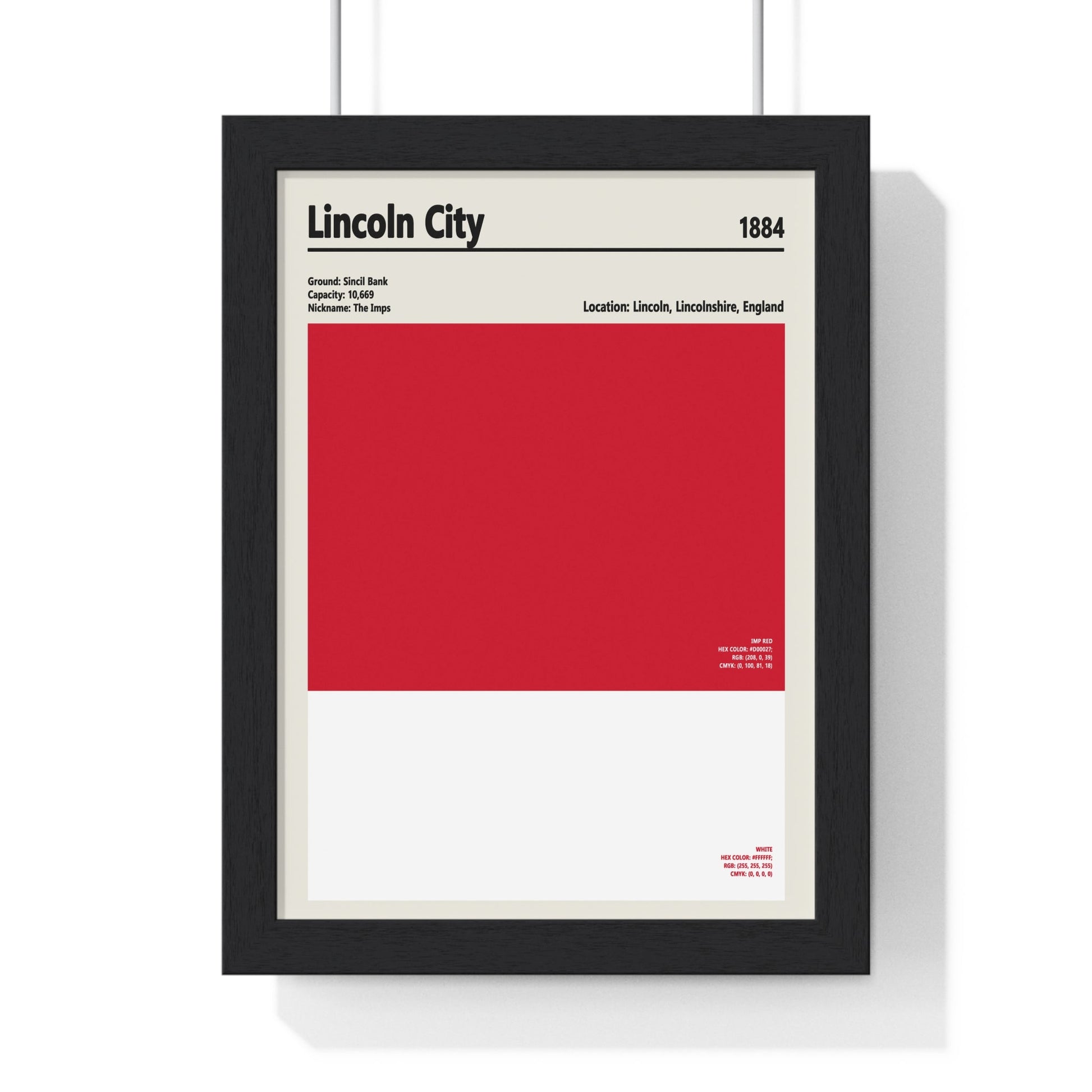 Framed Lincoln City colour swatch print