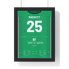 Lincoln City FA Cup 2017 Poster - Sean Raggett 25 Turf Moor Winner Shirt Print framed in a black frame, ready to hang