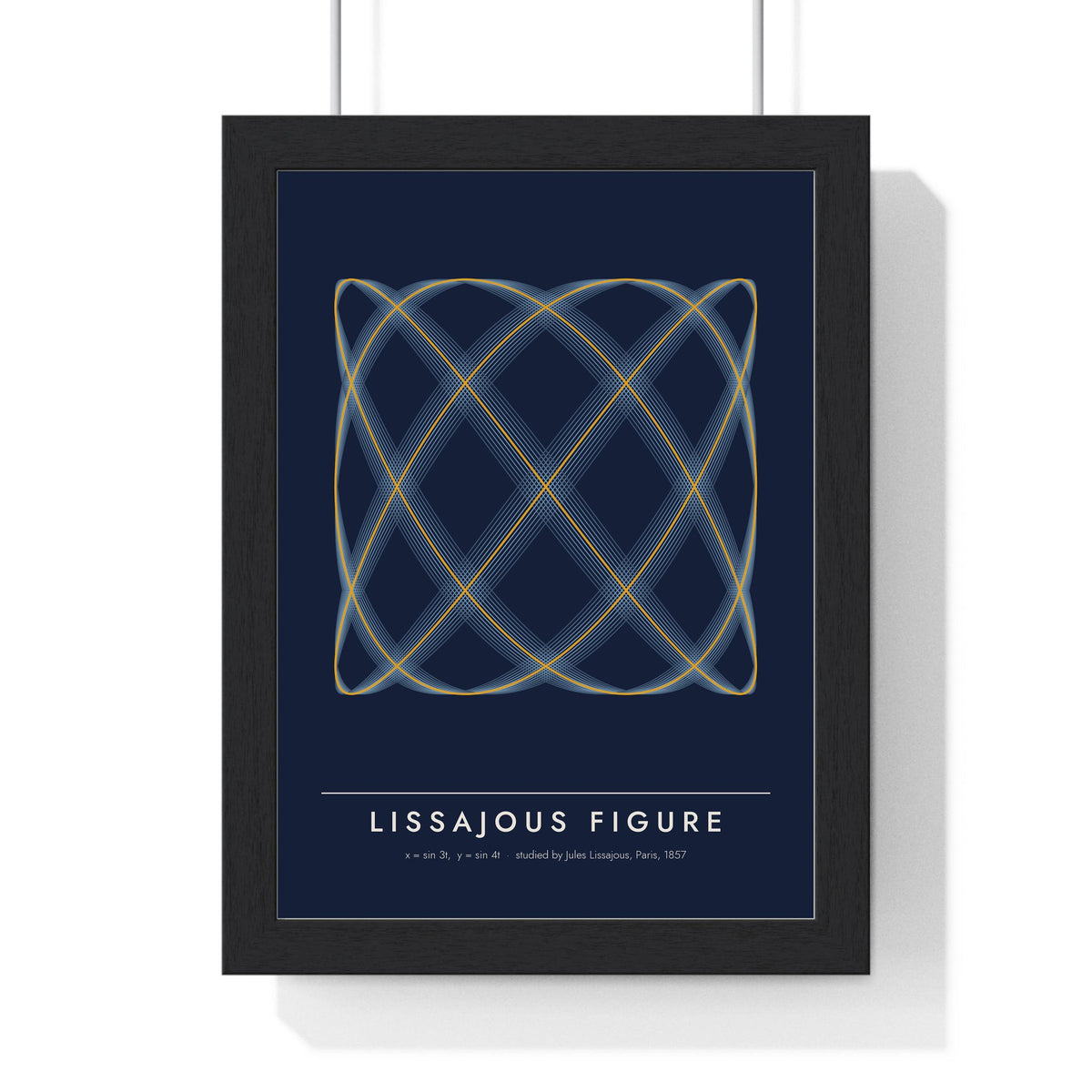 Lissajous Figure print framed in a black frame, ready to hang