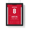 Liverpool FA Cup Final 2006 Poster - Steven Gerrard 8 Cardiff Equaliser Shirt Print framed in a black frame, ready to hang