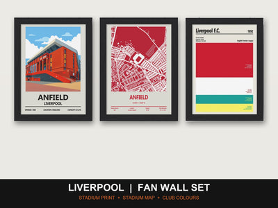 Liverpool Fan Wall Set | Anfield Print, Stadium Map & Club Colours